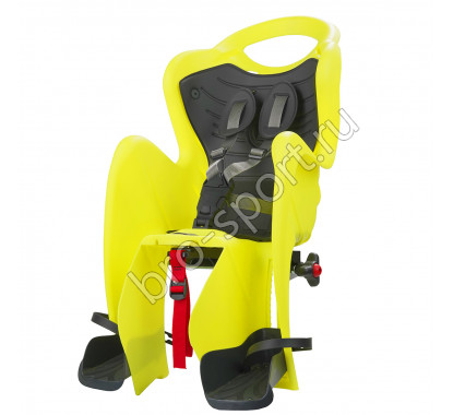BELLELLI Сидение заднее Mr Fox Clamp Hi-Viz жёлтое LUX, до 22кг